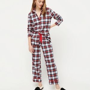 J.Crew Flannel Pajama Set White Red Plaid NWT